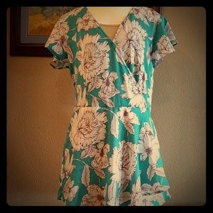 Floral and Teal Romper. EUC***